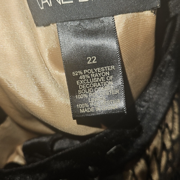 LANE BRYANT Plus Size 22w Shift Dress Black Gold Floral Sleeveless Sparkles - Picture 5 of 5